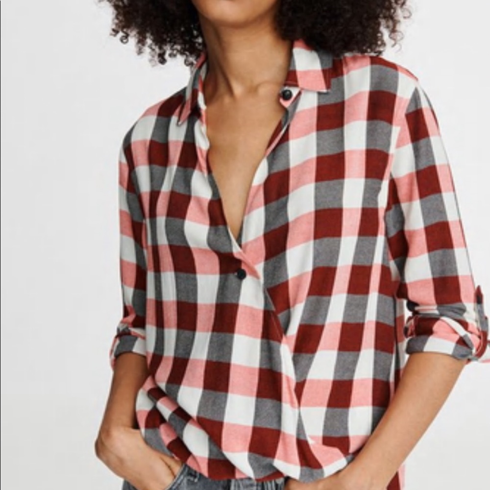 Rag & Bone red/ivory shirt